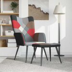 Vidaxl chaise de relaxation avec tabouret patchwork tissu