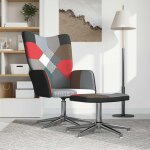 Vidaxl chaise de relaxation avec tabouret patchwork tissu