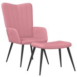 Vidaxl chaise de relaxation avec tabouret rose velours