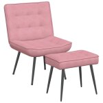 Vidaxl chaise de relaxation avec tabouret rose velours