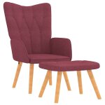 Vidaxl chaise de relaxation avec tabouret rouge bordeaux tissu