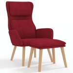 Vidaxl chaise de relaxation avec tabouret rouge bordeaux velours