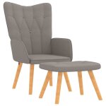 Vidaxl chaise de relaxation avec tabouret taupe tissu