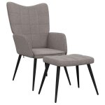 Vidaxl chaise de relaxation avec tabouret taupe tissu