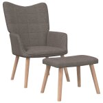 Vidaxl chaise de relaxation avec tabouret taupe tissu