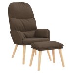 Vidaxl chaise de relaxation avec tabouret taupe tissu