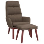 Vidaxl chaise de relaxation avec tabouret taupe tissu