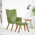 Vidaxl chaise de relaxation avec tabouret vert clair velours