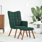 Vidaxl fauteuil relax avec tabouret en velours vert foncé Vidaxl fauteuil relax avec tabouret en velours vert foncé
