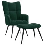 Vidaxl chaise de relaxation avec tabouret vert fonc� velours
