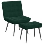 Vidaxl chaise de relaxation avec tabouret vert fonc� velours