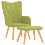 Vidaxl chaise de relaxation avec tabouret vert tissu