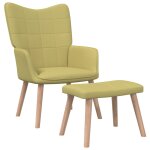 Vidaxl chaise de relaxation avec tabouret vert tissu