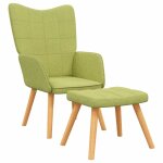 Vidaxl chaise de relaxation avec tabouret vert tissu