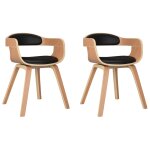 Vidaxl chaises  manger lot de 2 noir bois courb et similicuir