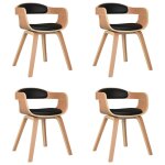 Vidaxl chaises  manger lot de 4 noir bois courb et similicuir