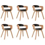 Vidaxl chaises  manger lot de 6 noir bois courb et similicuir