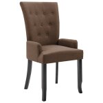 Vidaxl chaise de salle  manger avec accoudoirs marron tissu