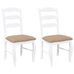 Vidaxl chaises de salle � manger avec coussins (2 pcs) bois massif blanc caoutchouc