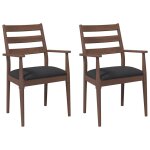 Vidaxl chaises de salle � manger avec coussins (2 pcs) bois massif marron caoutchouc