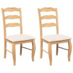Vidaxl chaises de salle � manger avec coussins (2 pcs) bois massif naturel caoutchouc