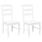 Vidaxl chaises de salle � manger (lot de 2) en bois massif blanc et caoutchouc