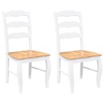 Vidaxl chaises de salle � manger (lot de 2) en bois massif blanc et caoutchouc