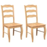 Vidaxl chaises de salle � manger (lot de 2) en bois massif naturel et caoutchouc