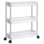 Vidaxl chariot de rangement  3 niveaux argent et blanc aluminium