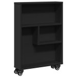 Vidaxl chariot de rangement troit noir 48x13x68 cm bois d'ingnierie