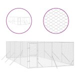 Vidaxl chenil d'ext�rieur pour chiens argent� 4x8x2 m acier galvanis�