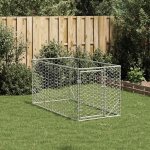 Vidaxl niche d'extrieur pour chien avec porte, 2 x 1 x 1 m, acier galvanis