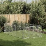 Vidaxl niche d'extrieur pour chien avec porte, 2 x 4 x 1 m, acier galvanis