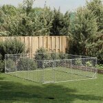 Vidaxl chenil d'extrieur pour chiens porte 3x4x1 m acier galvanis