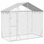 Vidaxl chenil d'ext�rieur pour chiens avec toit argent� 3x1, 5x2, 5 m