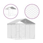 Vidaxl chenil d'extrieur pour chiens avec toit argent 3x3x2, 5 m