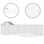 Vidaxl chenil d'extrieur pour chiens avec toit argent 6x6x2, 5 m