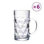 Vidaxl chopes  bire avec poigne en verre 6 pcs 1000 ml
