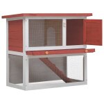 Vidaxl clapier d'extrieur 1 porte rouge bois