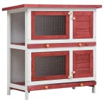 Vidaxl clapier d'extrieur 4 portes rouge bois