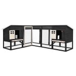 Vidaxl clapier d'extrieur avec piste gris et blanc bois de sapin