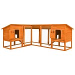 Vidaxl clapier d'extrieur avec piste marron bois de sapin solide