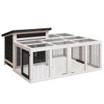 Vidaxl clapier gris 144x123x67, 5 cm bois de pin massif Vidaxl clapier gris 144x123x67, 5 cm bois de pin massif