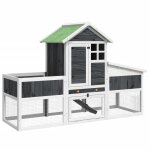 Vidaxl clapier gris 170x63x113 cm bois de pin massif