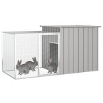 Vidaxl clapier gris 200x91x100 cm acier galvanis
