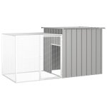Vidaxl clapier gris 200x91x100 cm acier galvanis
