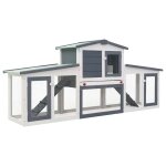 Vidaxl clapier large d'extrieur gris et blanc 201x45x85 cm bois