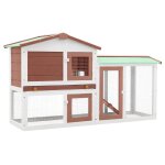 Vidaxl clapier large d'ext�rieur marron et blanc 145x45x84 cm bois