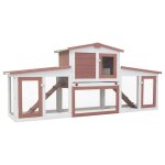 Vidaxl clapier large d'extrieur marron et blanc 201x45x85 cm bois