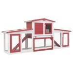 Vidaxl clapier large d'extrieur rouge et blanc 201x45x85 cm bois